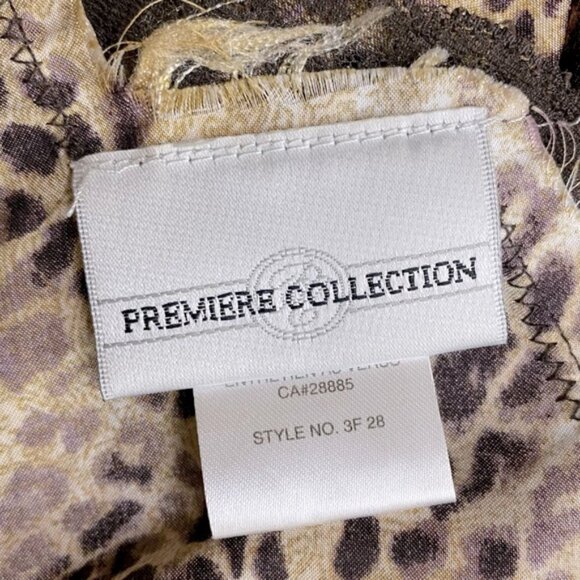 Vintage Y2K Premiere Collection Leopard Print Satin Slip Dress Lingerie W Lace L - Picture 3 of 14